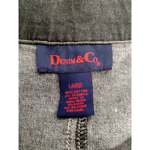 Denim & Co. Women's Trench Coat Metal Buttons Front Pockets Tie Back Large - Picture 9 of 9